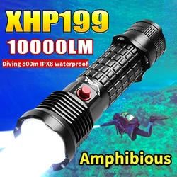 Professional Diving Torch XHP199 Flash Light 10000LM Scuba Flashlight 26650 Lamp Underwater Torch Light High Power Lantern