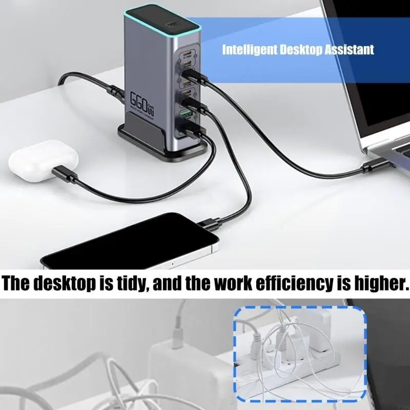 8 Port Fast 660W محطة شحن قوية PD100W للهواتف المحمولة