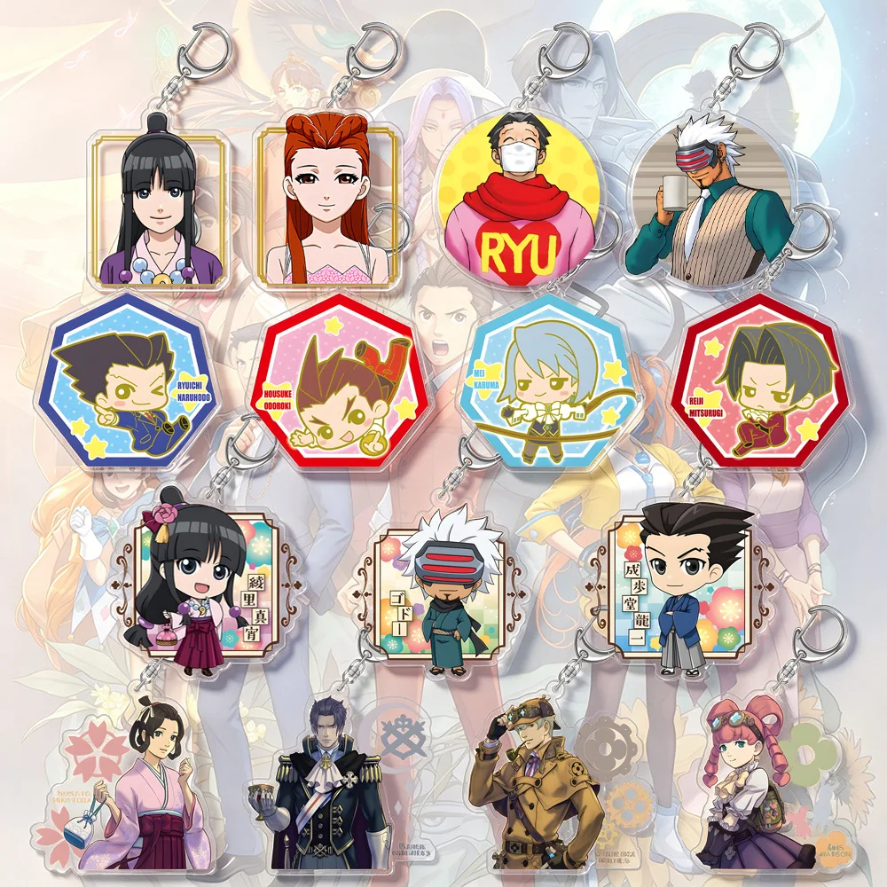 Porte-clés en acrylique Chibi Ace Attorney : Godot, Mitsurugi Reiji, Naruhodou Ryuichi, Phoenix Wright, Miles Edgeworth - Édition limitée