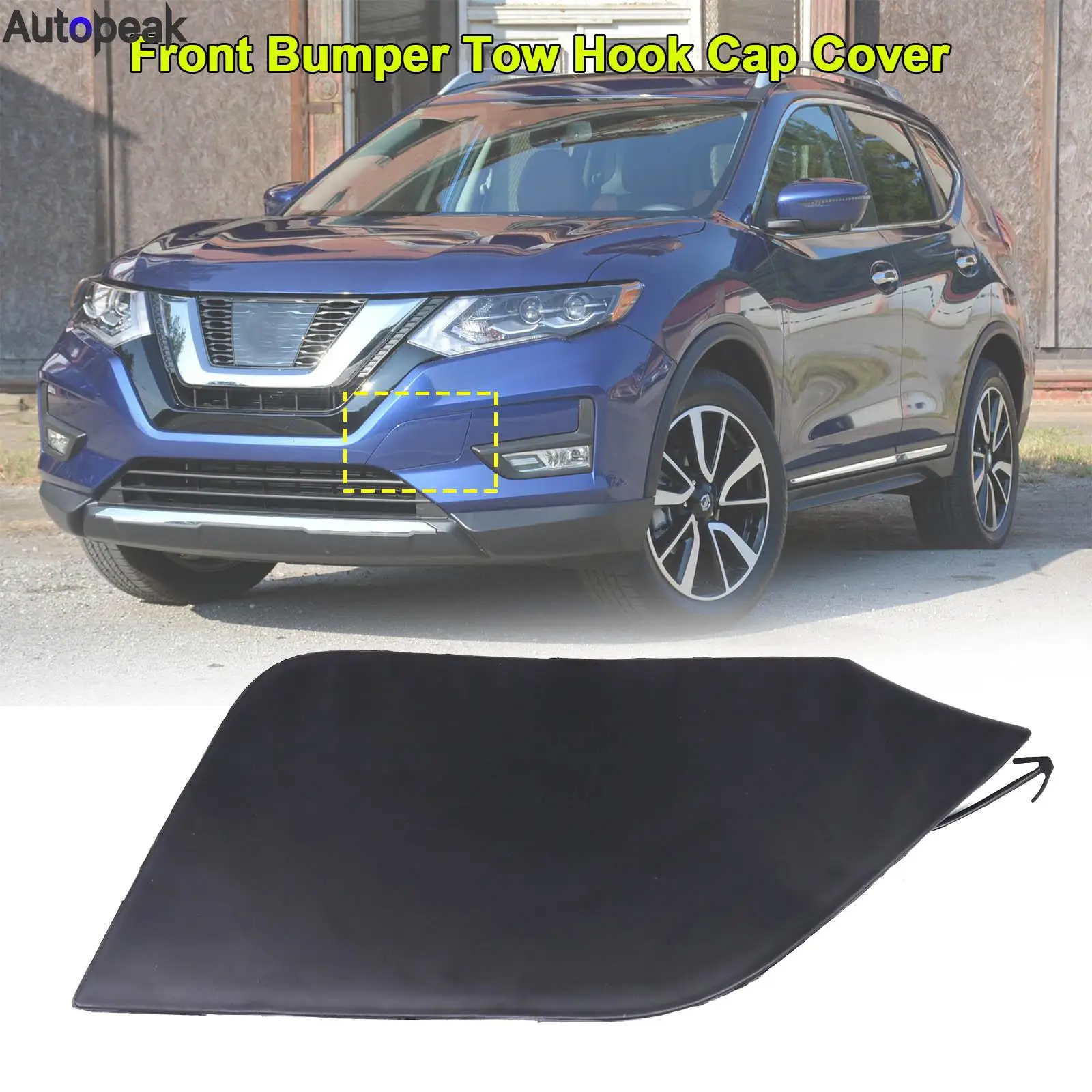 

For Nissan Rogue X-Trail T32 2017 2018 2019 2020 Front Bumper Tow Hook Cap Cover Eye Access Trailer Hole Lid Overlay 622A0-6FL0H