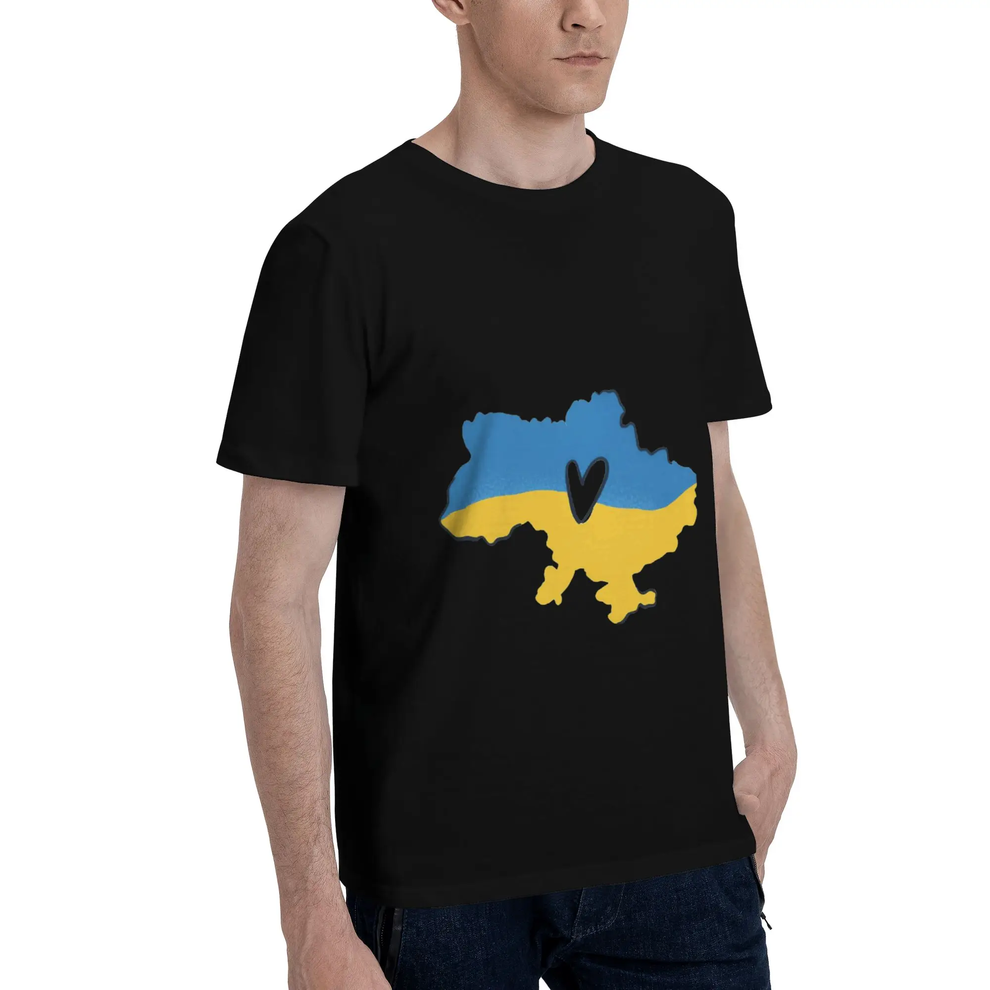 Custom Ukraine Flag T Shirt for Men 100% Cotton Tshirt Fashion Tee Short Sleeves  T-shirt Slim Fit Clothing Gift