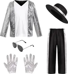 Kids Michael Jackson Costume Cosplay Dance Star Halloween Carnival Superstar Singer Party Boys 80s 90s Hip Hop Stage Outfits