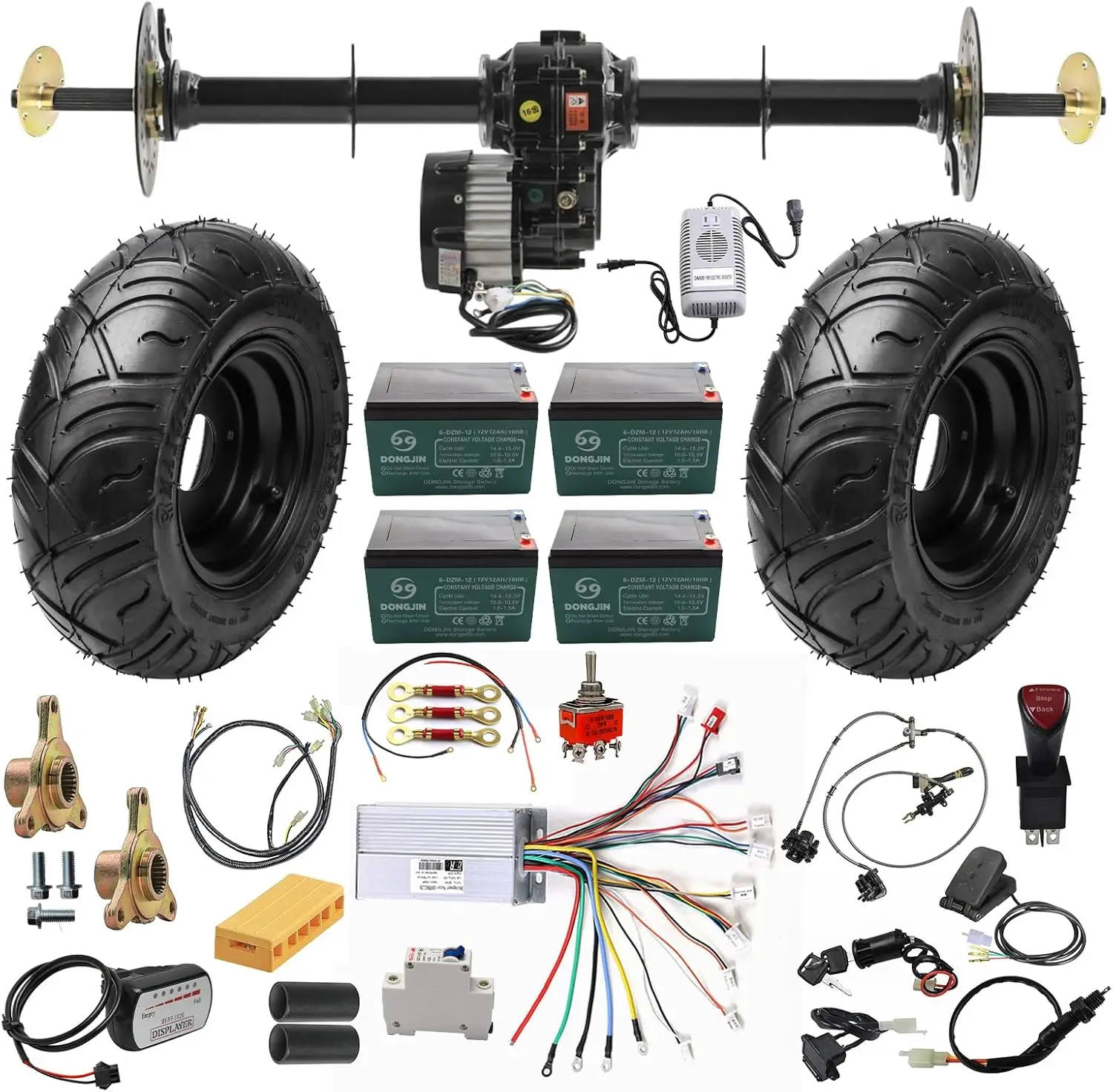 

Upgrade Set of 1020mm 40'' Rear Differential 13x5.00-6'' Wheel Tire Rim & 48V 1000W Brushless Electric Motor +Controller 1800W