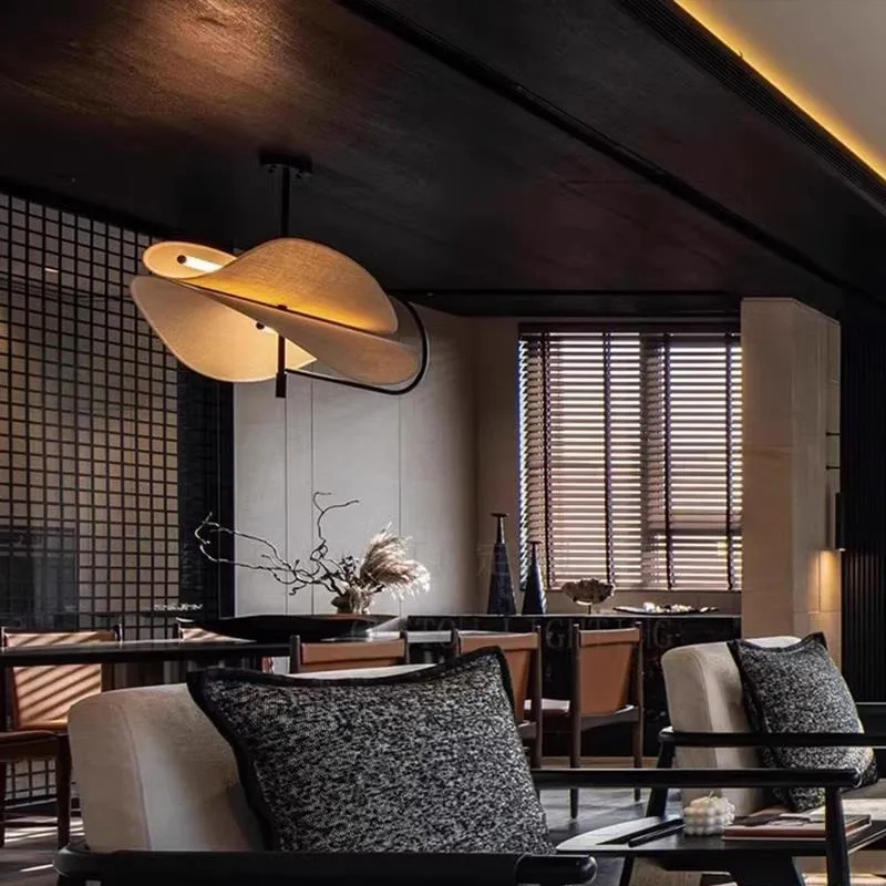 Wabi Sabi Style Cloth Pendant Lights Hotel Homestay Restaurant Fabric Creative Living Dining Room
