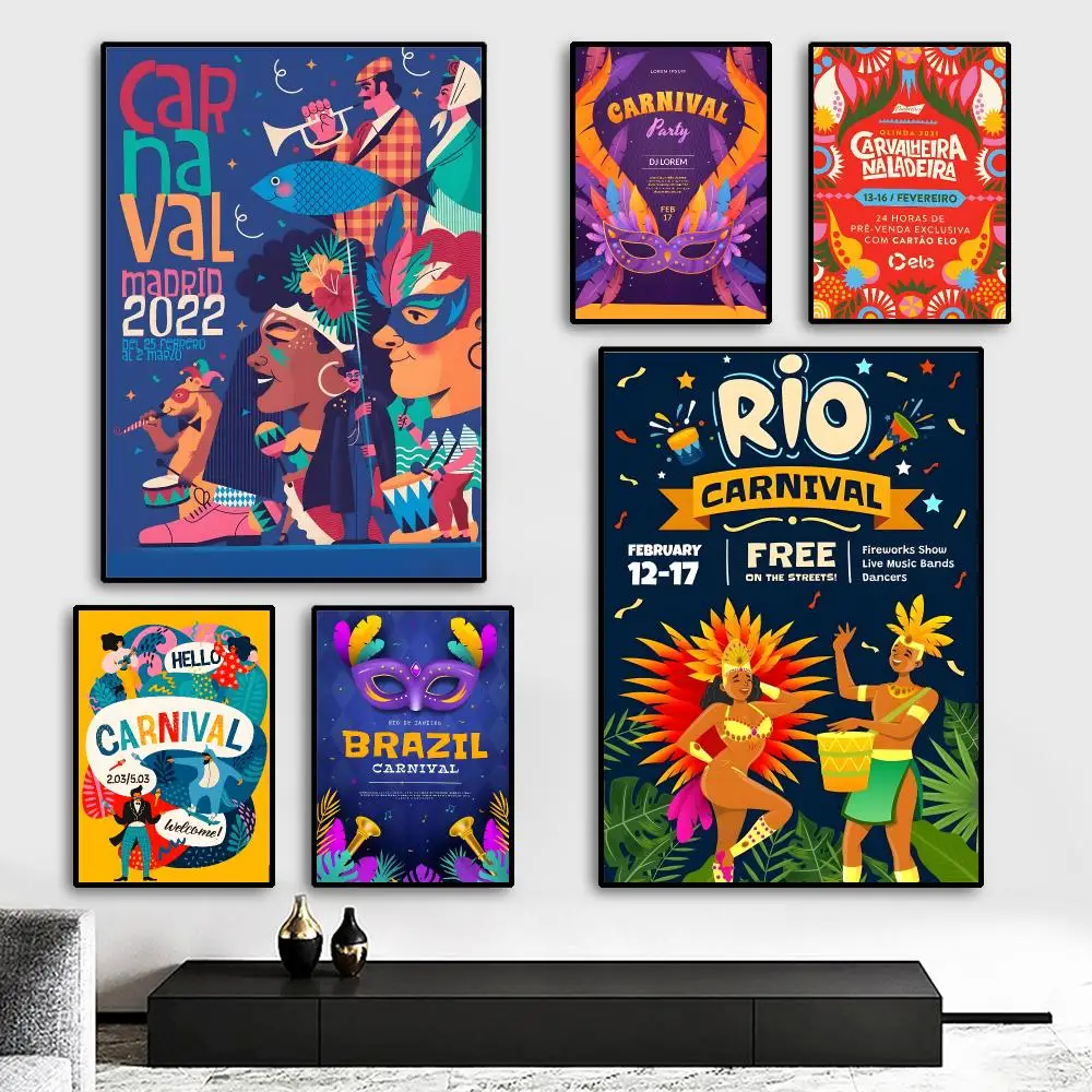Brazil Carnival Painting Calligraphy HD Canvas Poster living room bedroom bar aesthetic decoration