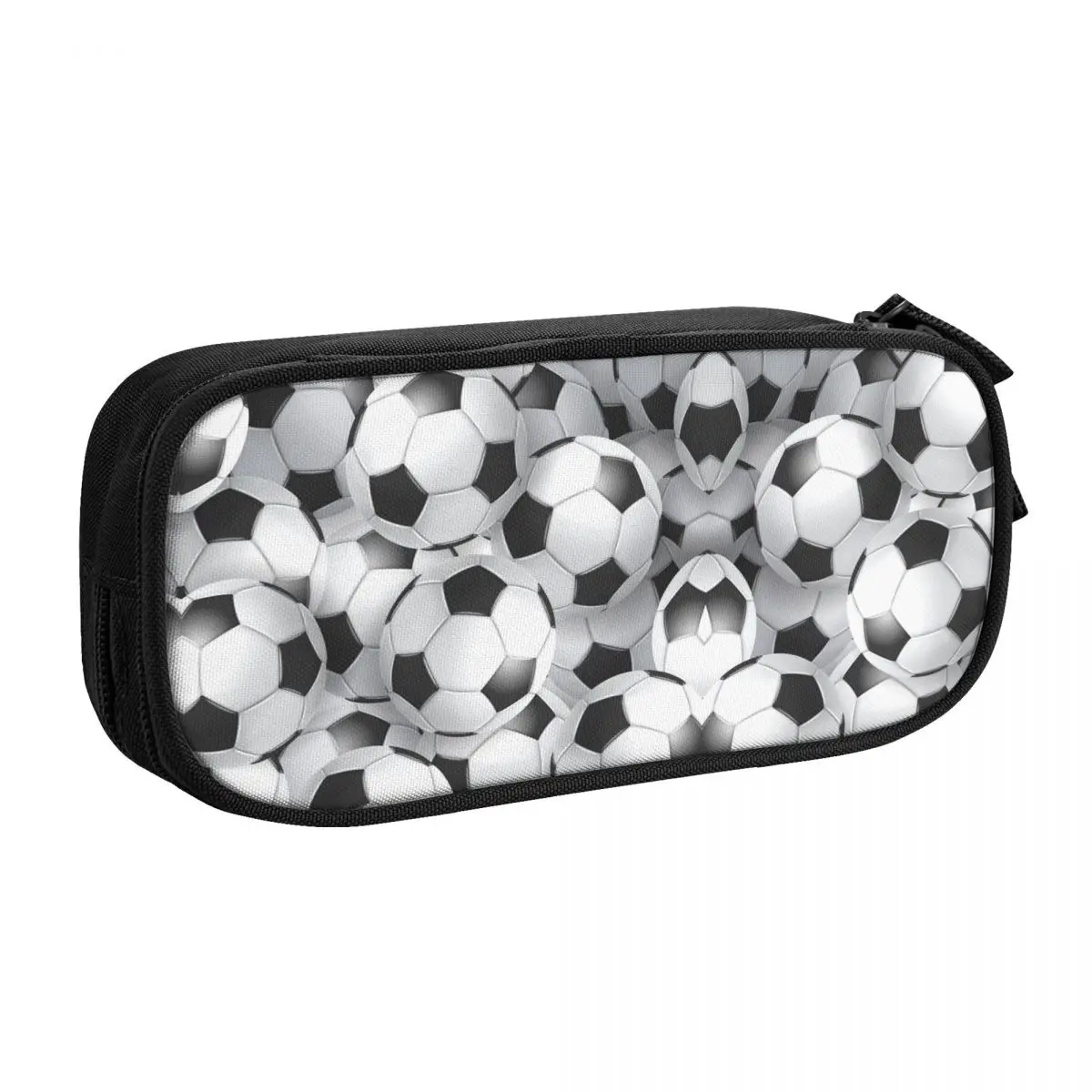 Étuis à crayons IkBlack et White Soccer personnalisés pour filles et garçons, grand sac de rangement pour stylos de sport, fournitures scolaires