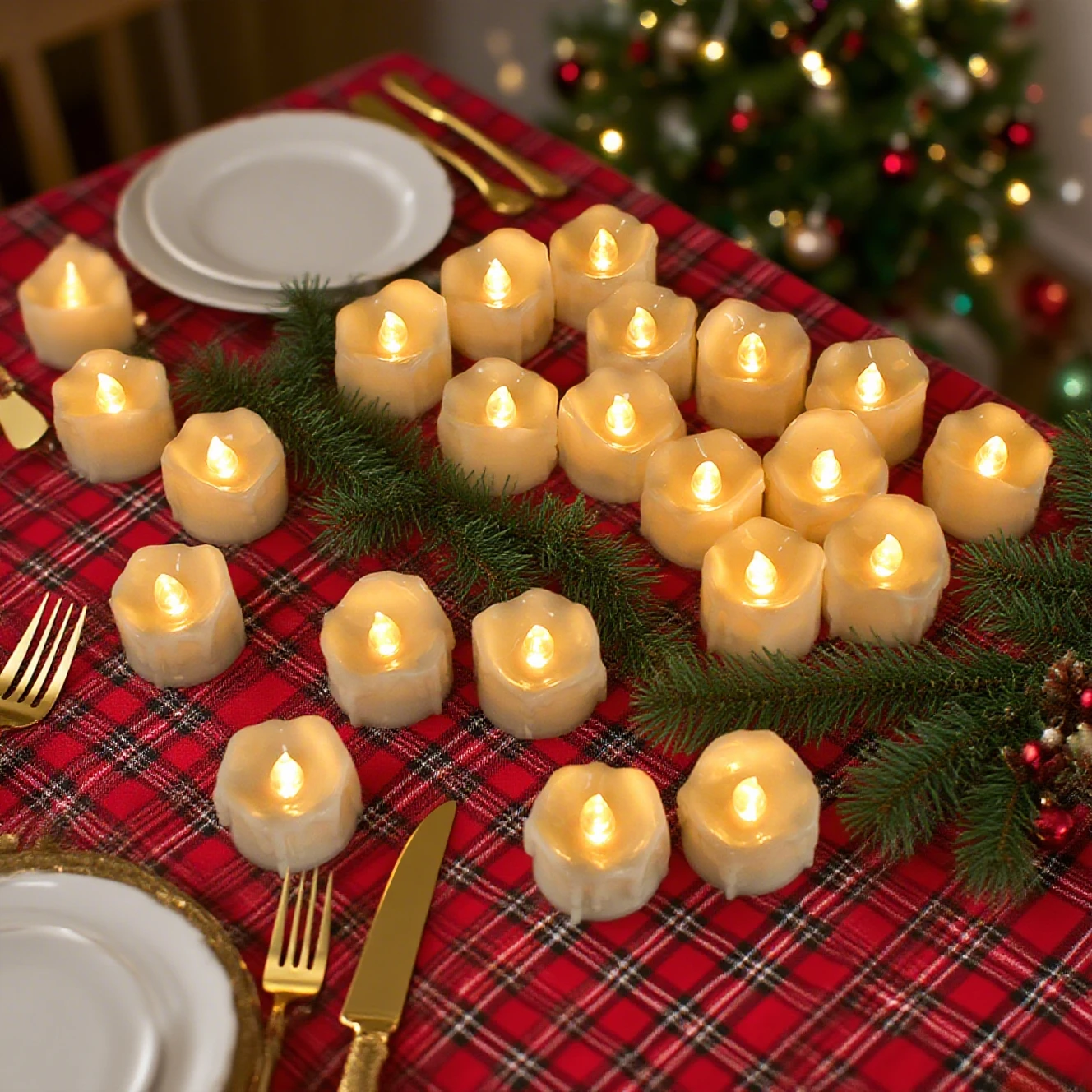 12/24 قطعة أضواء الشاي الكهربائية عديمة اللهب LED شمعة بطارية تعمل بالطاقة شمعة واقعية 100 ساعة لحفل الزفاف هالوين زينة عيد الميلاد