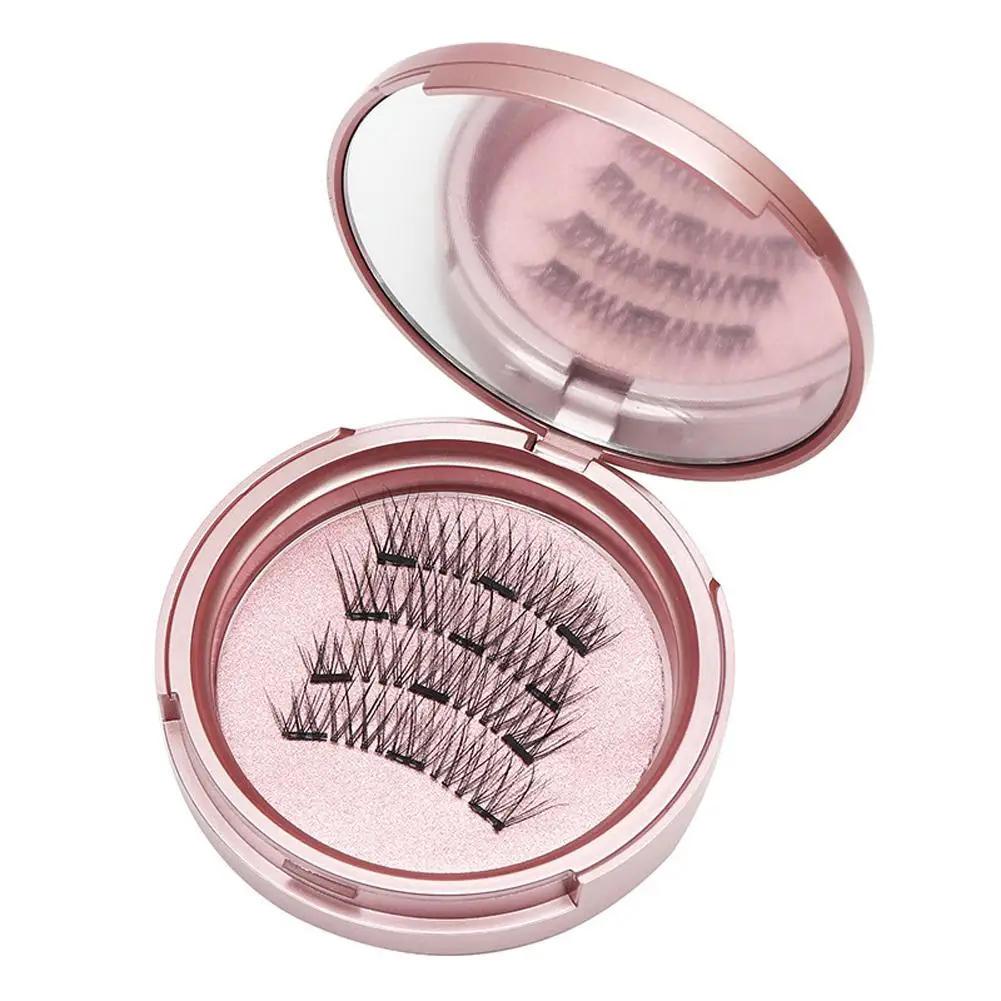 2 Pairs/Box 3D 5 Magnet Magnetic False Eyelashes Reusable Waterproof Handmade Mink Nature Artificial No Faux Needed Lashes V5Z4