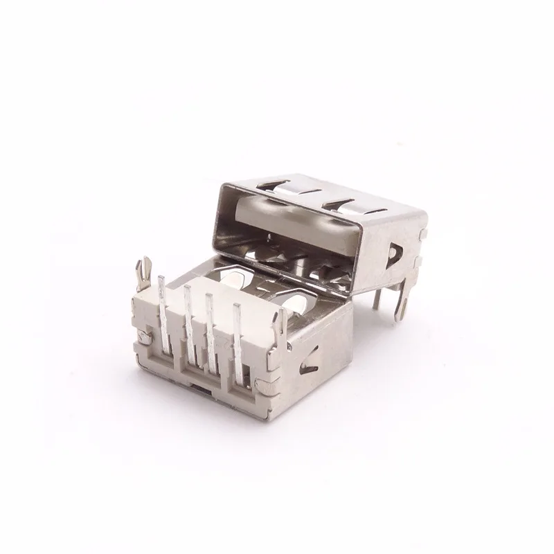 For USB short body 90 degree mother seat, short body 10.0 rear two-pin full plug-in board-6.3H high straight edge beige glue