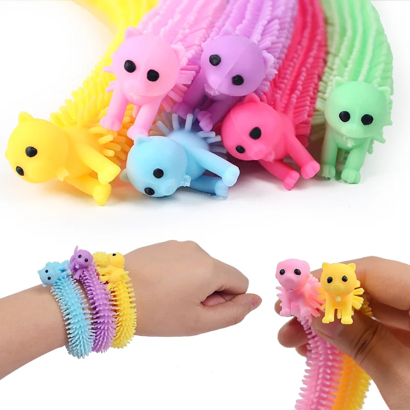 6PCS Grappige Eenhoorn Pull Worm Noodle Fidget Speelgoed Stretch String TPR Touw Anti Stress Speelgoed String Stress Autisme Vent speelgoed