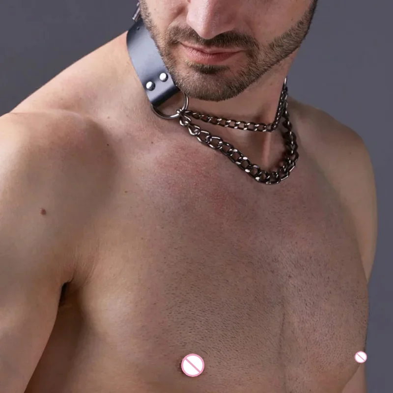 SFP JOCollar-Collier de Cou en Cuir PU pour Homme, Fait à la Main, Style Punk, Bondage, Fétiche, Gay Lothing, Accessoire Réglable