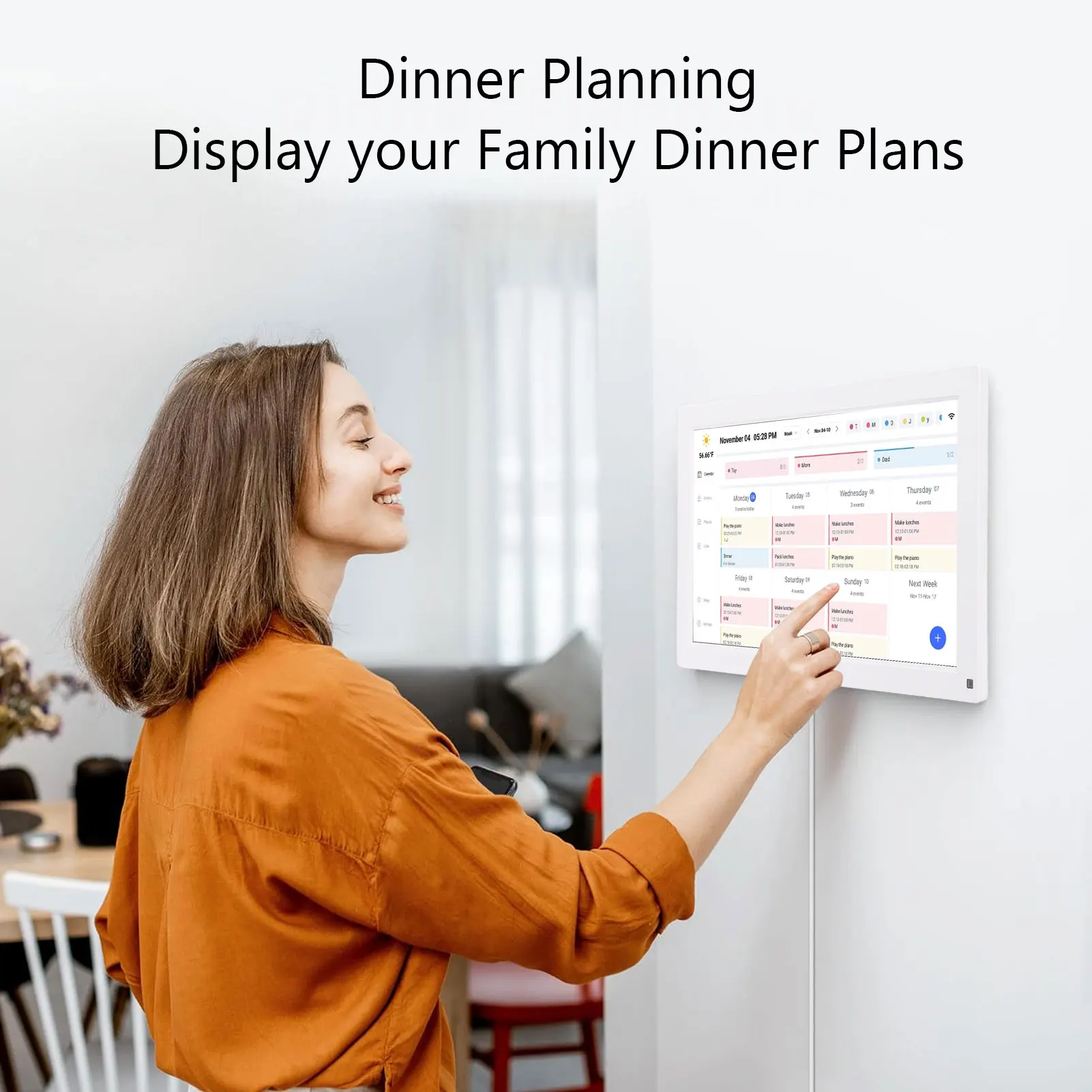 15.6 Inch Wall Planner Digital Calendar Chore Chart Smart Touchscreen Interactive Display APP Control 32GB for Family Schedules