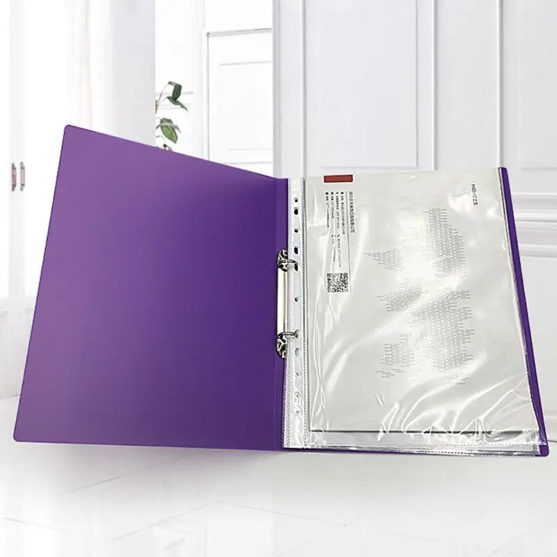 Ring Binder Colorured Transparent Loose-leaf Paper File Folder School Office Document Storage Supply