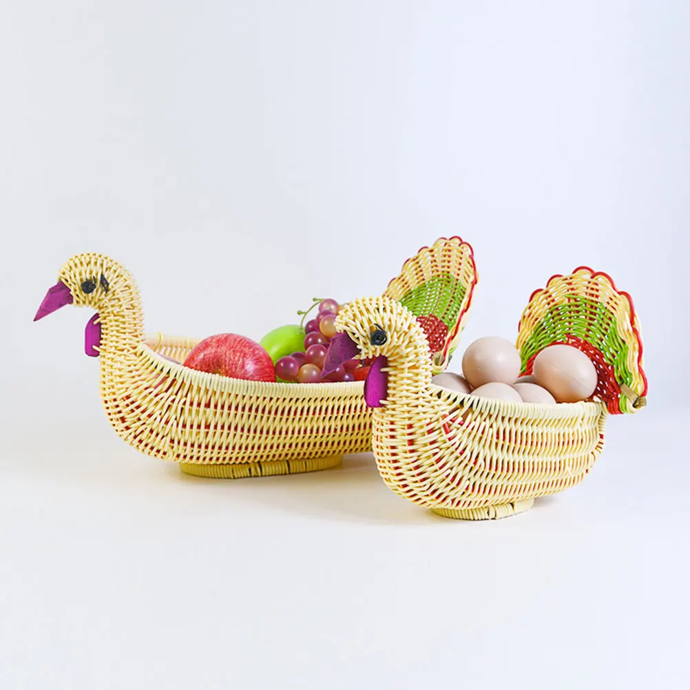 

Wicker Woven Bread Holder Storage Decorative PP Bread Box for Fruits Snacks Party Home Easter Eggs Kitchen Desktop