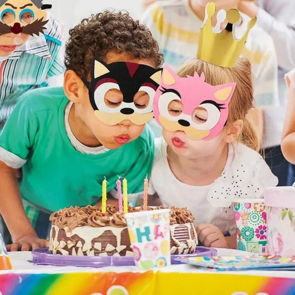 

12Pcs Felt Mask Sonic Peripheral Creative Mask Cosplay Children's Dress Up Party Mask Kids Christmas Birthday Gift