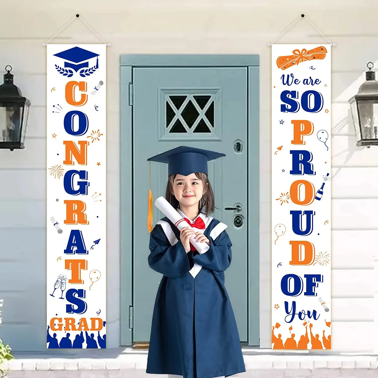 Congrats Grad Door Banner, We Are So Proud of You Sign, Porch Banner for Indoor and Outdoor, Graduation Party Supplies, 2023