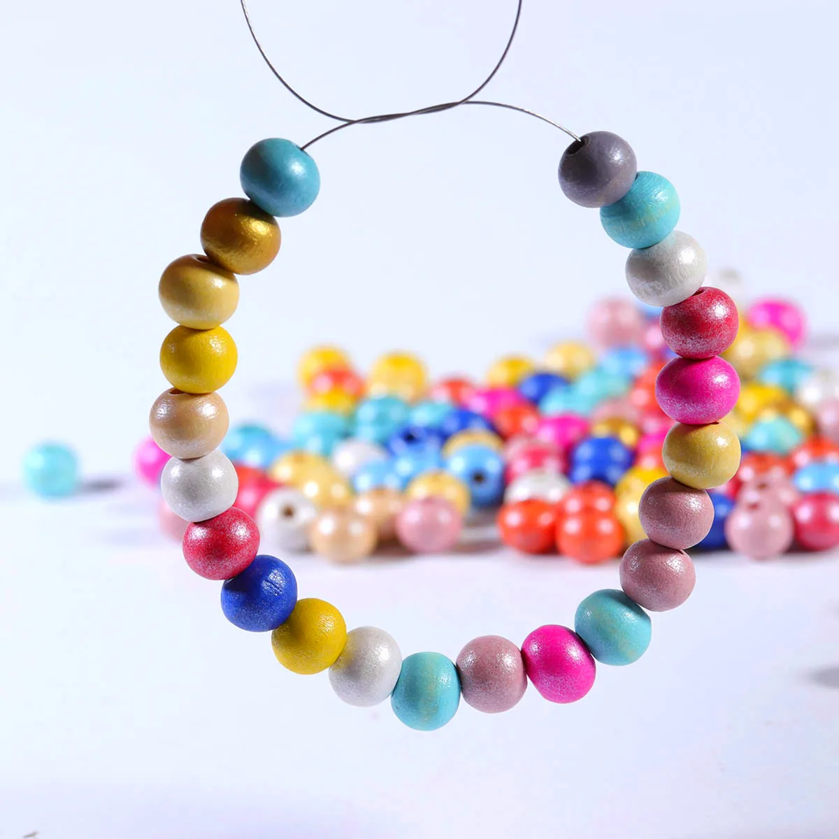100pcs/Lot 6 8MM Natural Round Wood Beads Multicolor Polished Wooden Bead for Jewelry Making DIY Necklace Bracelet Accessories