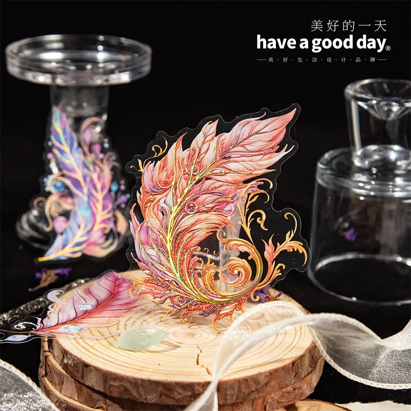 ملصقات مقاومة للماء من ريش الملاك ، موضوع ريش الحيوانات الأليفة ، دفتر الحسابات اليدوي ، مواد الياقات الزخرفية ، لوازم دفتر اليوميات غير المرغوب فيها ، 5 * #1