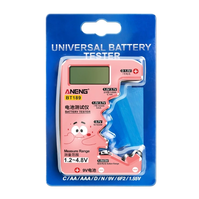 Digital Battery Tester LCD-Display C-D-N AA AAA 9V 1.5V Button Cell Battery Capacity Check Detectors Checkered Load