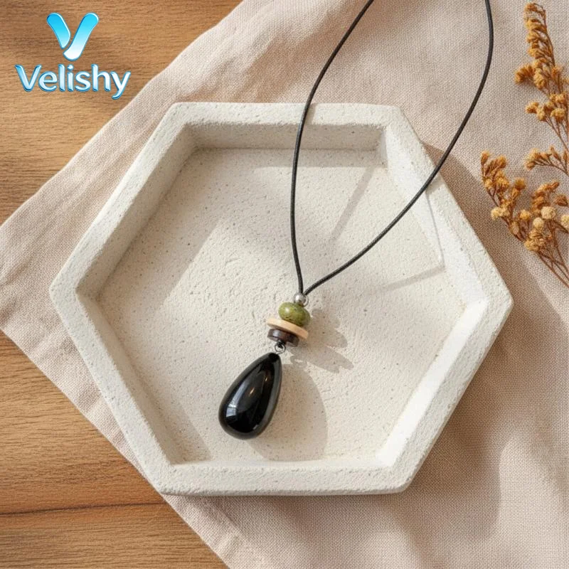 Water Drop Acrylic Pendant Long Necklace Bohemian Summer Style for Women Beach Vacation Daily Wear