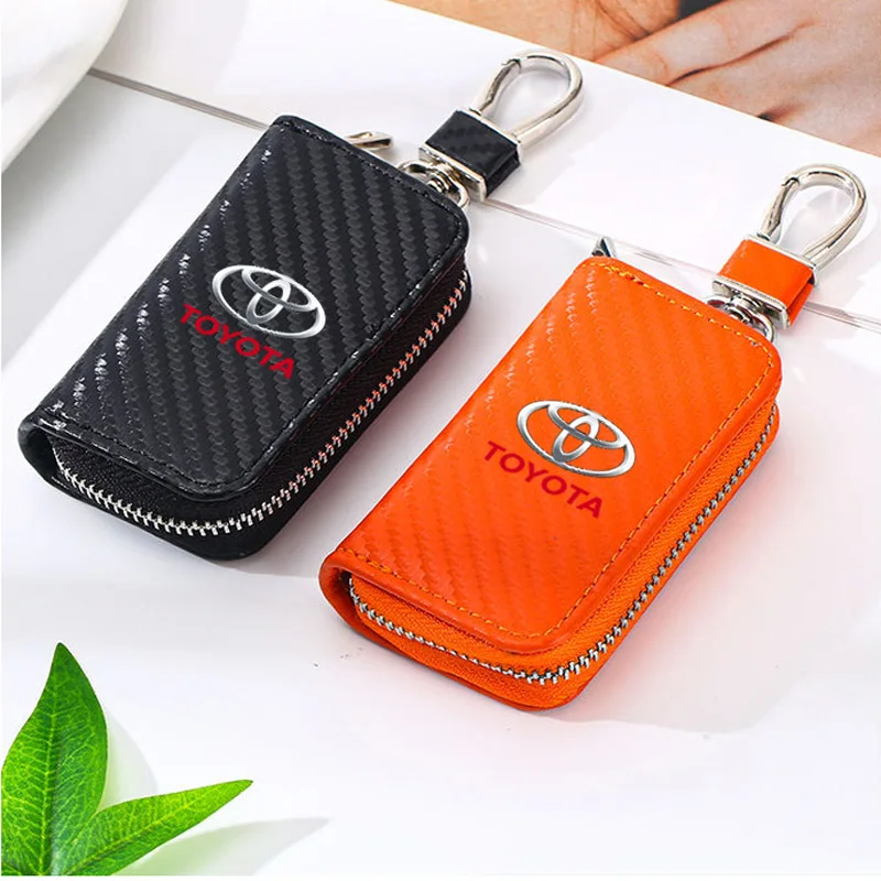 

Carbon Filber Car Key Case Keys Full Cover Leather Protection Bag For Toyota GRsport Hilux Corolla Aygo Yaris Corolla Rav4 CHR