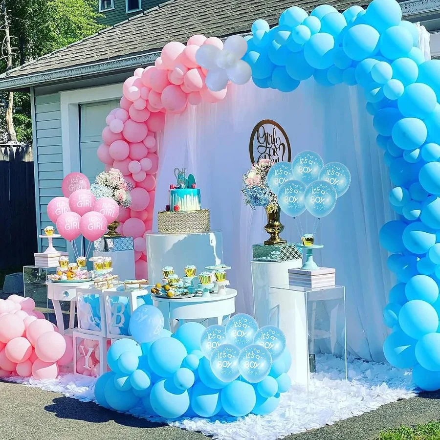 50 Uds. Globos reveladores de género en látex rosa, azul y blanco para decoraciones de Baby Shower, perfectos para fiestas temáticas, fondo fotográfico
