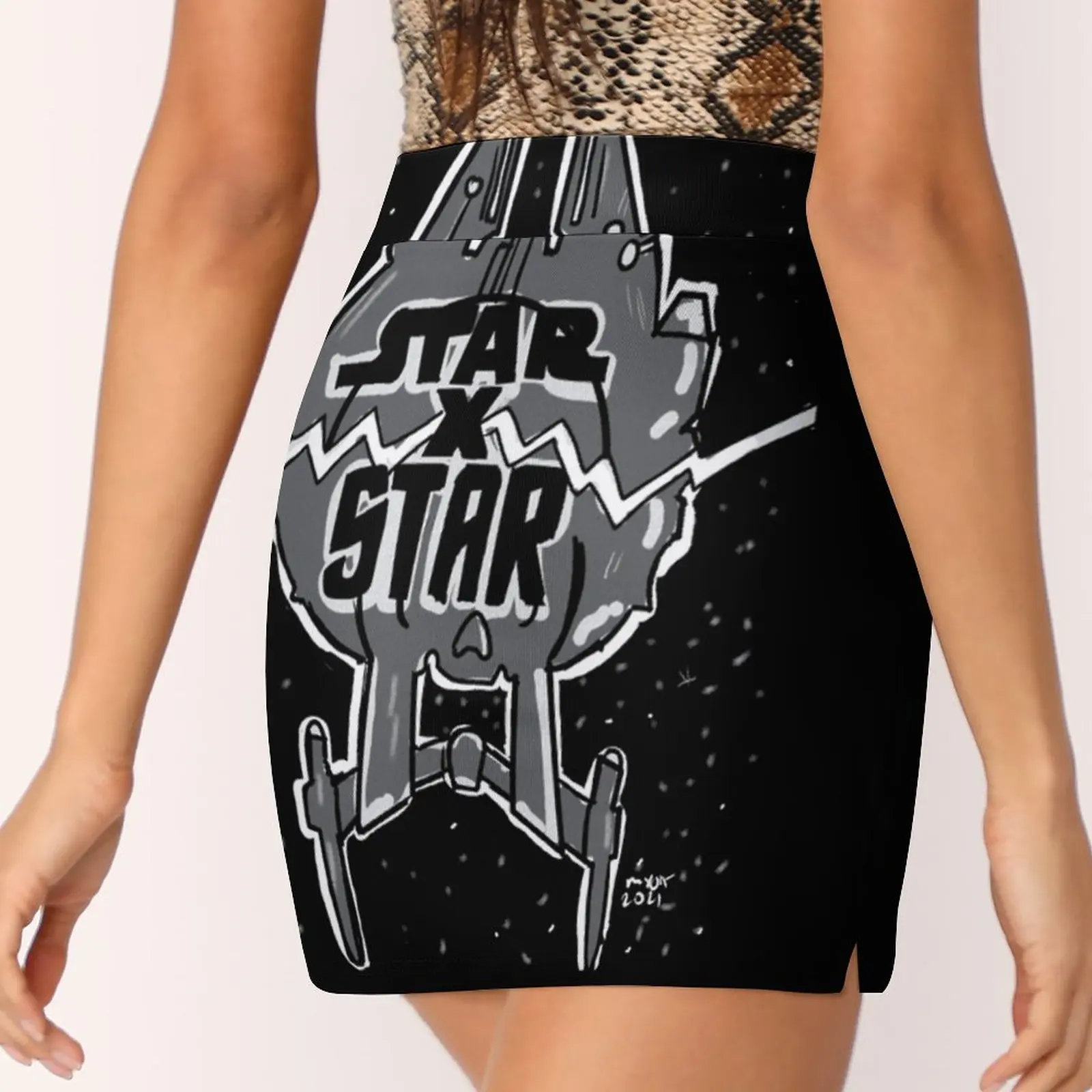 Falda de mujer Star X Star, faldas estéticas, faldas cortas de nueva moda, Starxstar Space Science Fiction, naves espaciales, estrellas para fanáticos