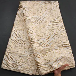 Latest African Tulle Lace Fabric 2024 Satin Nigerian Brocade Gilding Jacquard Lace Fabric For Women Wedding Party Dress S3427