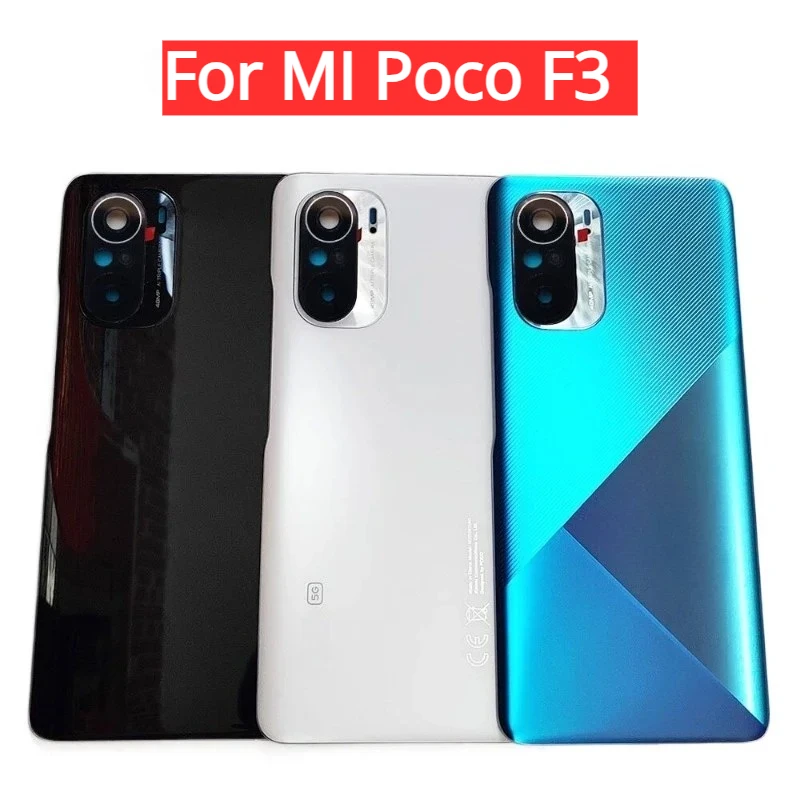 Back Glass For Xiaomi Poco F3 Back Cover Door Rear Housing Case Battery Cover With Camera lens Repair Parts