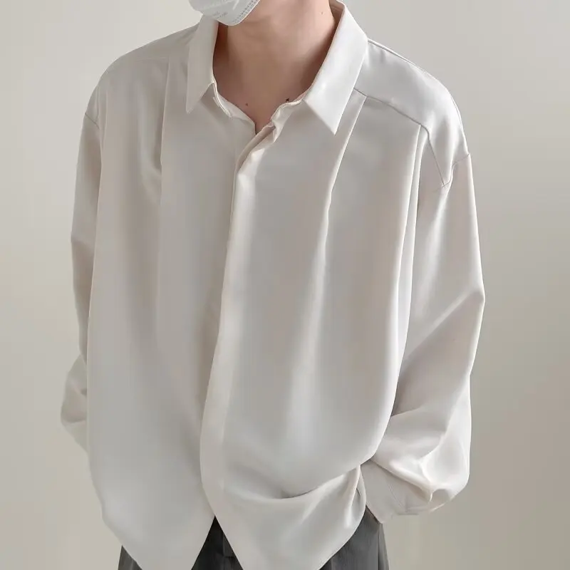 

Loose Fit Long Sleeve Casual Shirt Men's Inner Wear Pure Color Summer 2025 Fashionable High-End Feeling Korean Style Top