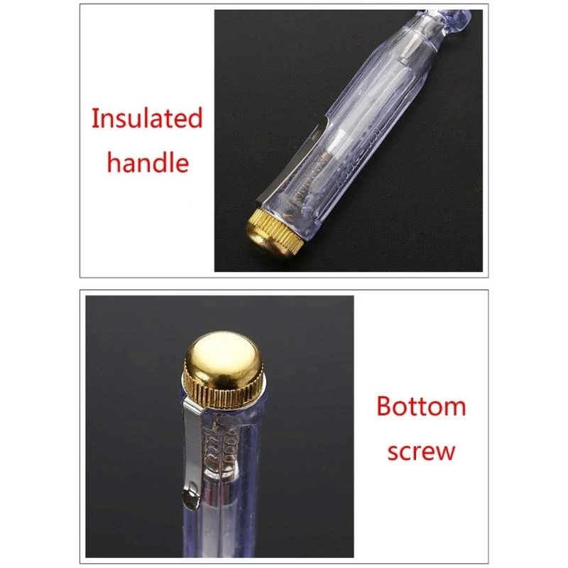 مشقوق مفك اقلام الفحص الكهربائي جهاز قياس الجهد الكهربائي التيار المتناوب 100-500 فولت فاحص التيار شفافة والسلامة 10 قطعة/الوحدة