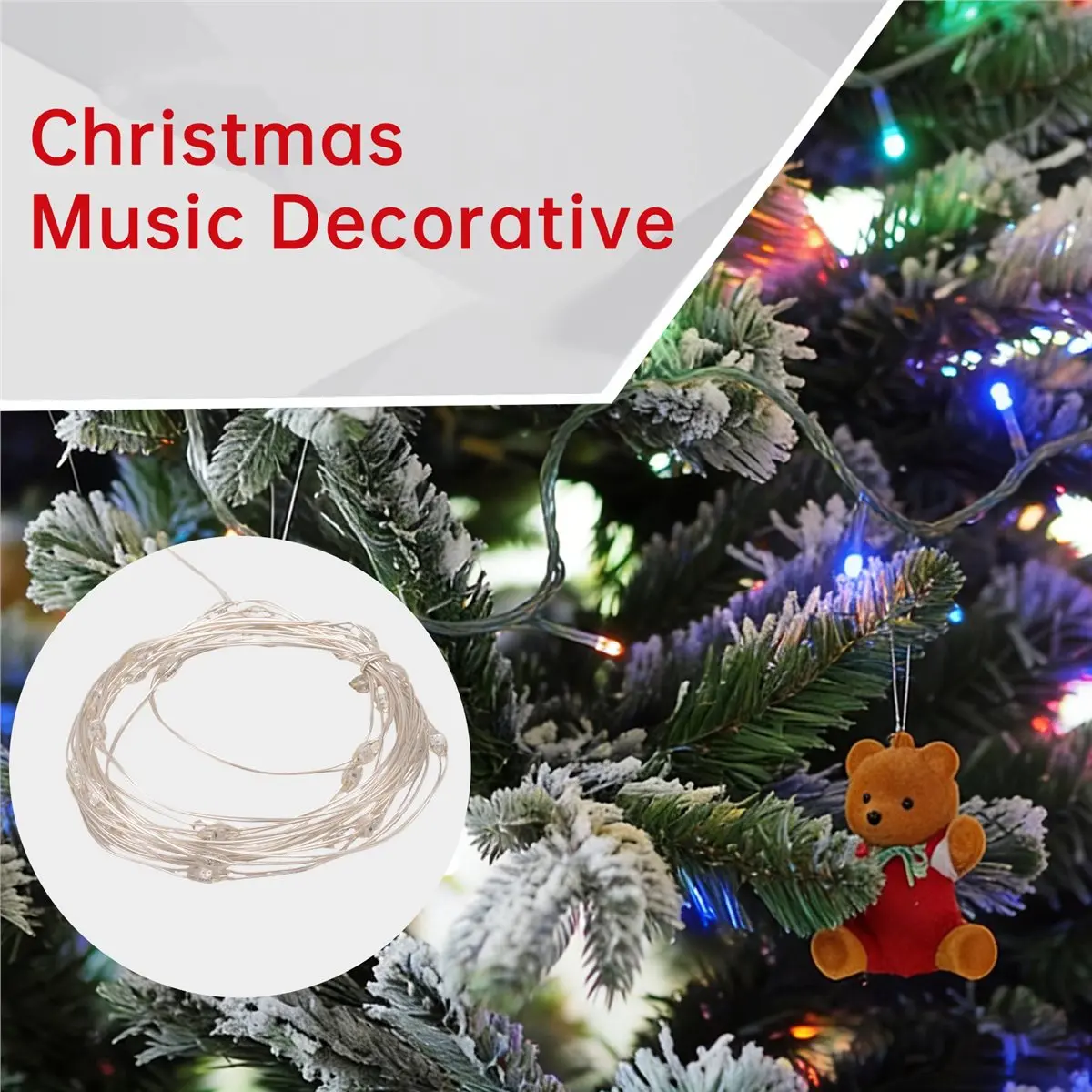 DTC5 DIY Christmas Sound Sensor with LED String Decorative Lights Christmas Music Speaker for Party Xmas Tree Deco Colorful