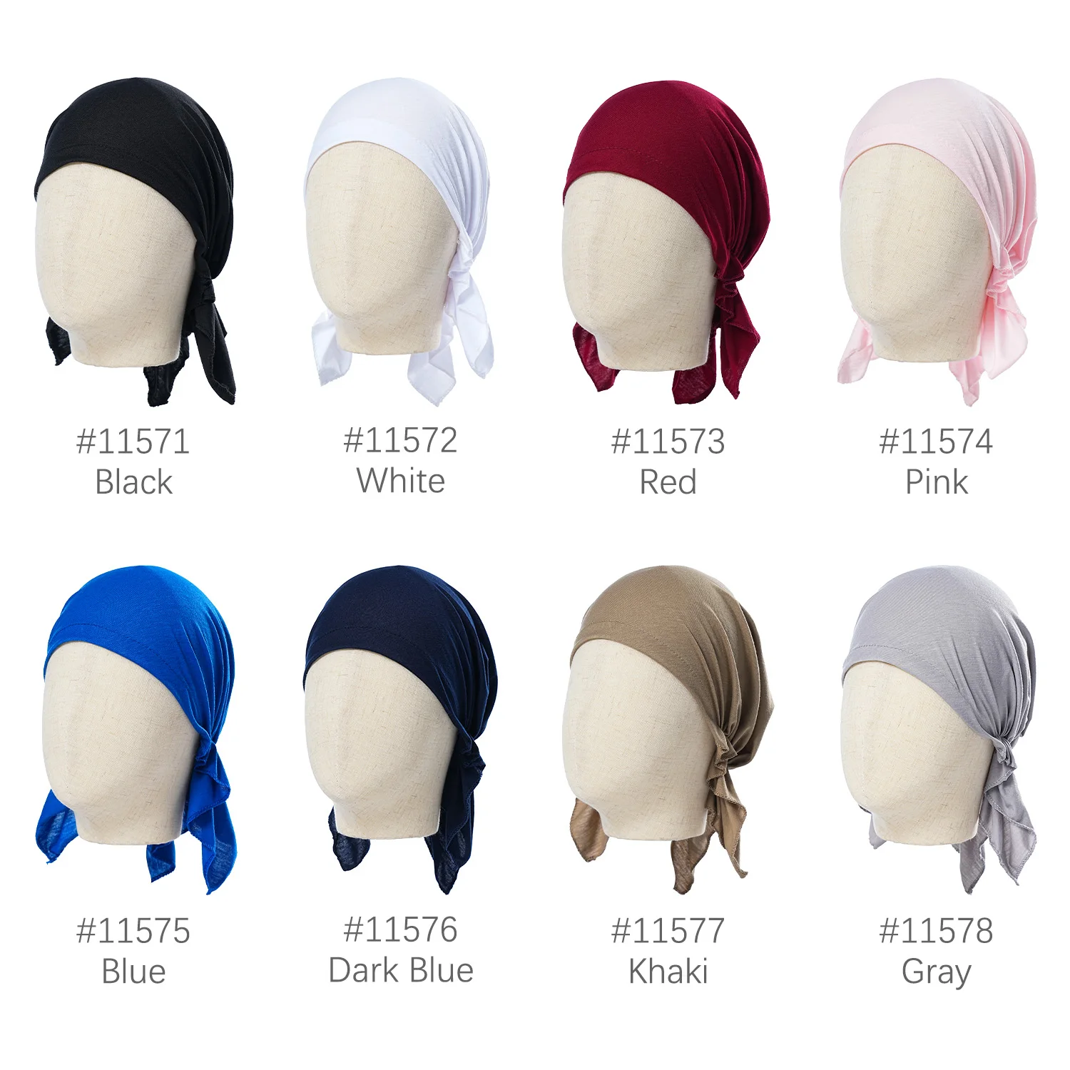 Arab Fashionable Headband Muslim Hat Women Solid Color Head Scarf Headwrap Chemo Beanies Caps Cancer Bandanas Hair Accessories