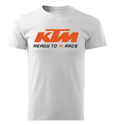 KTM Ready to Race Logo Men’s T-Shirt Cotton Short Sleeve Crew Neck Casual Motorcycle Graphic Tee Summer Streetwear Tee