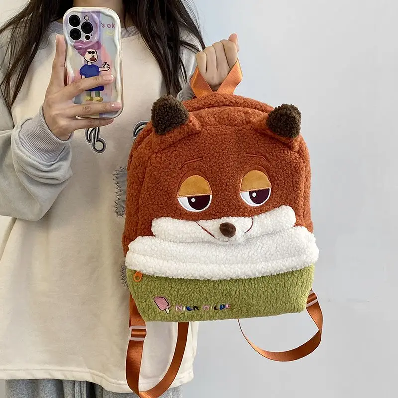 حقيبة ظهر ديزني نيك آند جودي، حقيبة ظهر لطيفة من القطيفة الكرتونية، خفيفة الوزن للغاية، سعة كبيرة، هدية للطلاب والأطفال