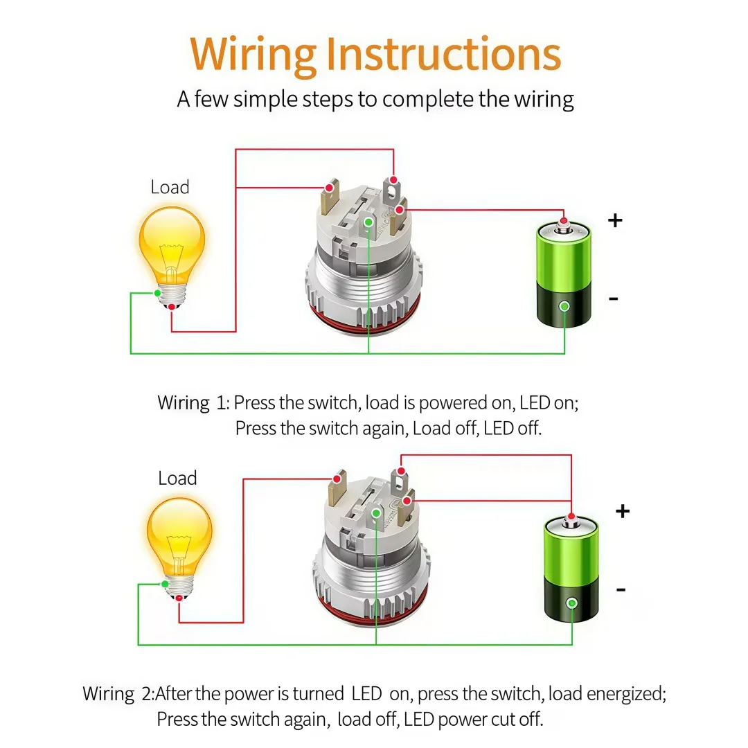 LANBOO 16mm Hochstrom 16A Hochleistungs-Metall-Drucktastenschalter 12V110V 24V 220V LED-Licht Verriegelnd – Detail 8