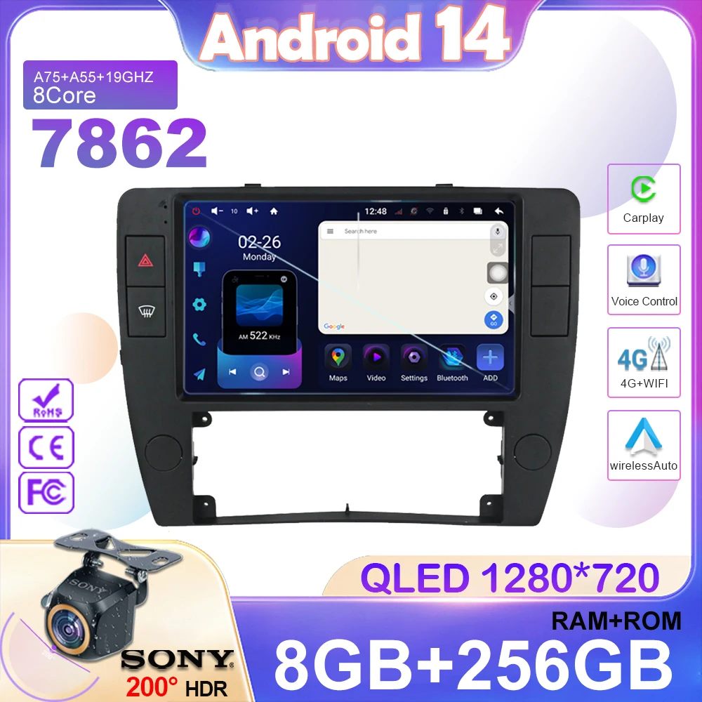 

No 2Din DVD Android 14 For Volkswagen VW Passat B5 2000 - 2005 Multimedia Head Unit Car Player Auto Radio Navigation Screen GPS