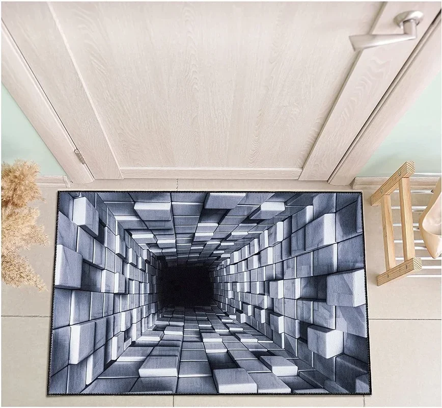 3D Optical Illusion Home Entrance Carpet Door Mat Trippy Living Room Rug Non-Slip Hallway Bedroom Bathroom  Kitchen Floor