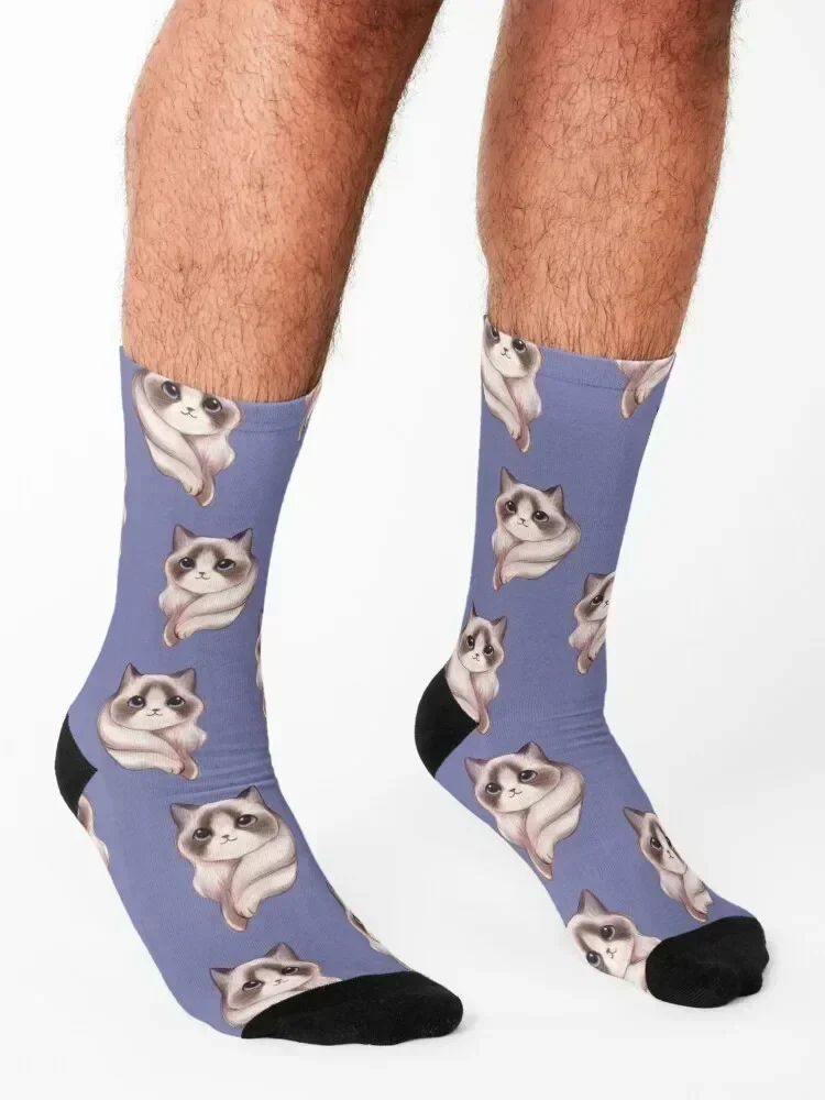 Lavender Ragdoll Cat Blue Eyes Painting Socks gift aesthetic anti-slip funny sock Socks Male Women's