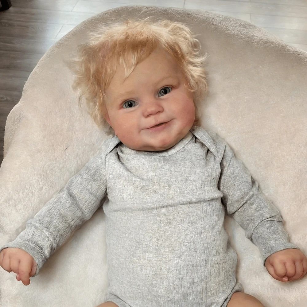BZDOLL 20 cali 50 CM 3D-pomalowana skóra Reborn Uśmiechnięta Lalka z Wizualizacją Żył, Materiałowe Ciało, Winylowa Lalka Zabawka Maddie dla Dzieci i Maluchów, Realistyczna