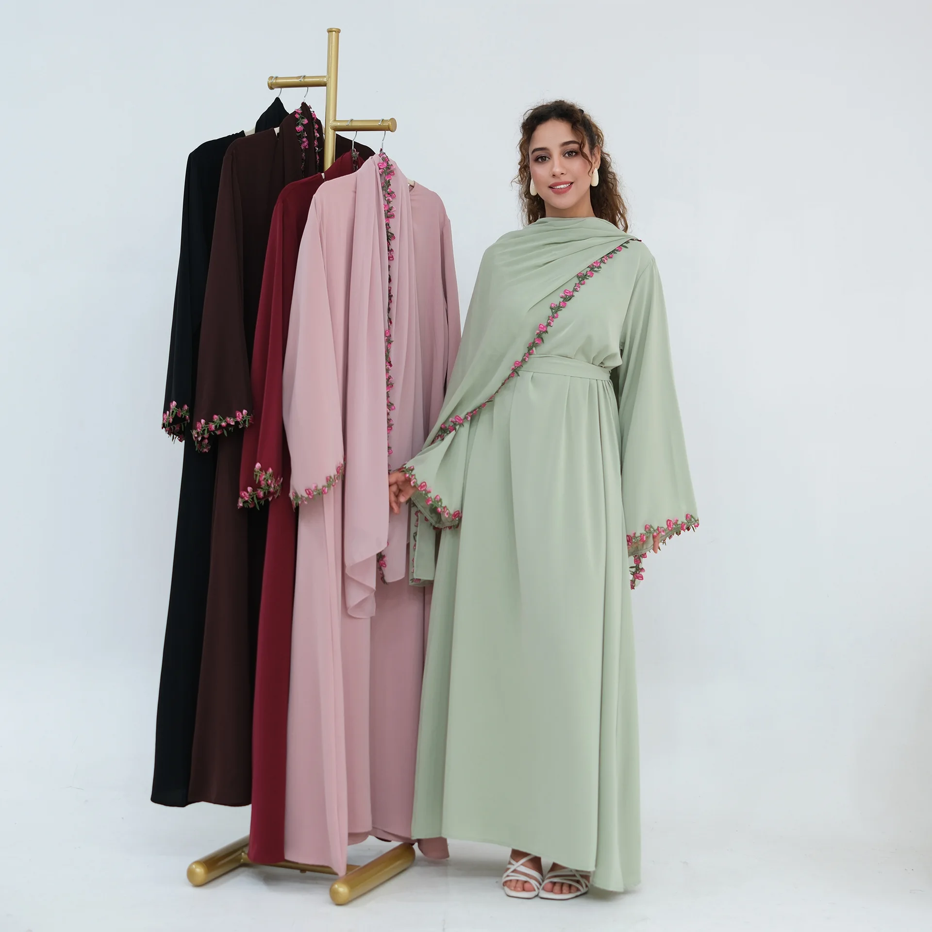 Women Dress 2 Piece Set Muslim Abaya Party Dresses Hijab Suit Jalabiya Ramadan Morocco Dubai Eid Kaftan Vestidos Islam Long Robe