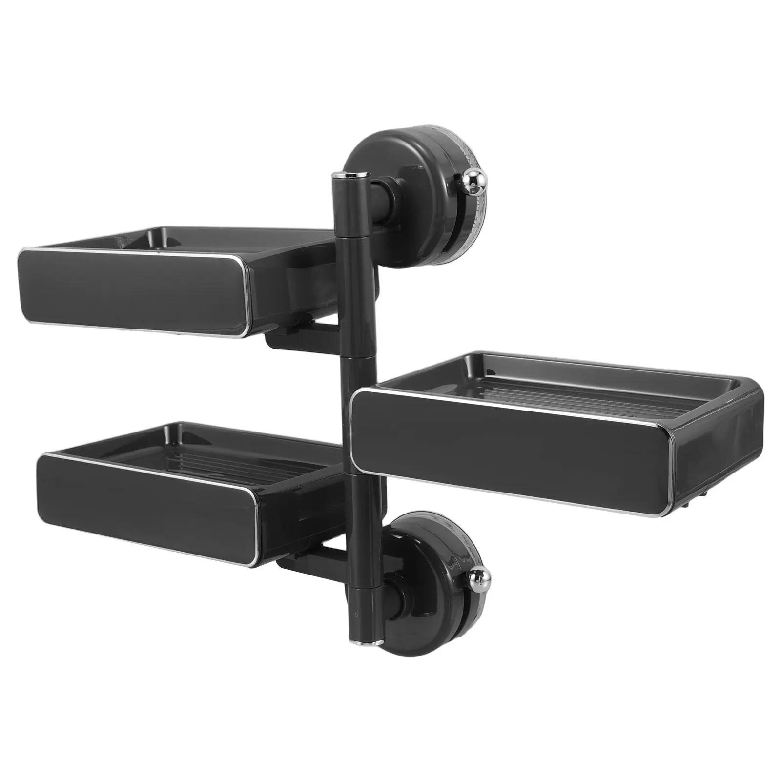 Double-Layer Wall Hanging Soap Dish Suction Cup No Drilling Bathroom Shower Soap Holder Self-Draining Three Layer Organizer
