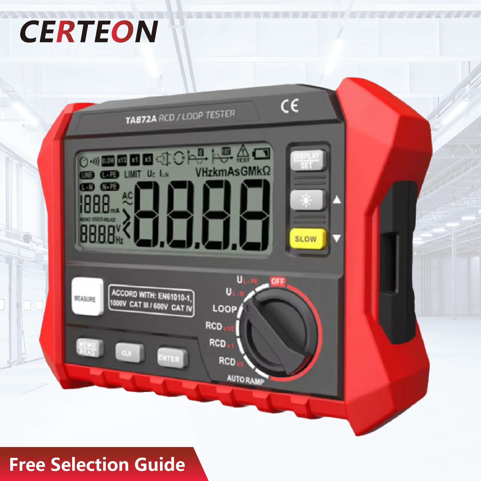 2026 hot TA872A Multifunction Portable RCD LCD Display Cable Fault Ground Leakage Loop Impedance Digital Resistance Tester