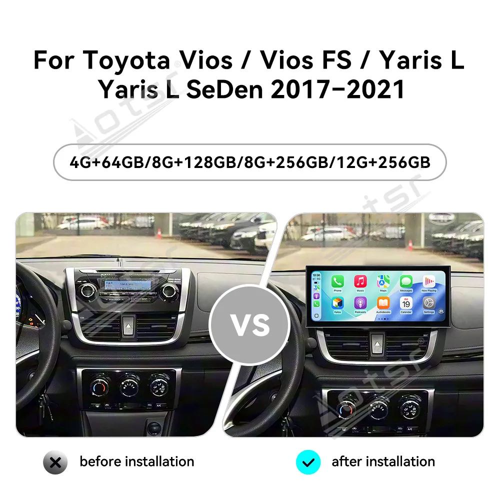 

Мультимедийный проигрыватель CarPlay 15.8'' Android 15 для Toyota Vios / Vios FS / Yaris L / Yaris L Sedan 2017-2021 с HD-экраном и навигацией