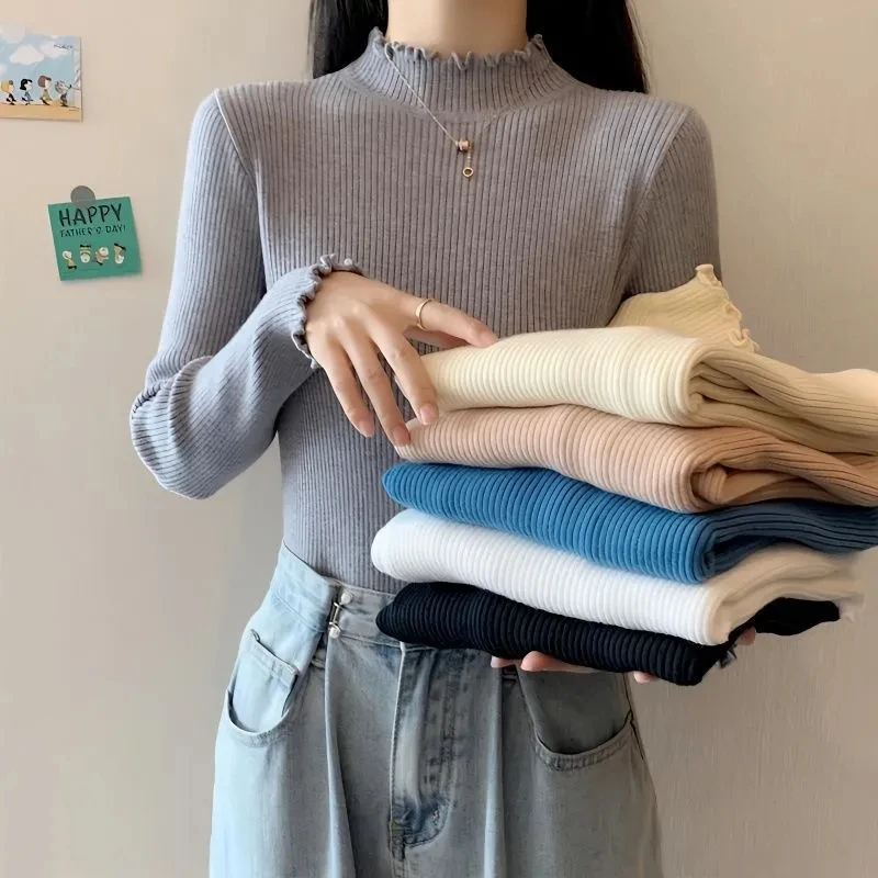 New-coming Autumn Winter Top Pull Femme Turtleneck Pullovers Sweaters Long Sleeve Slim Oversize Korean Women's Sweater