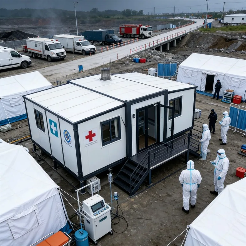Customized Medical Supply Distribution Center Folding Container House Portable Prefab Unit for Public Health