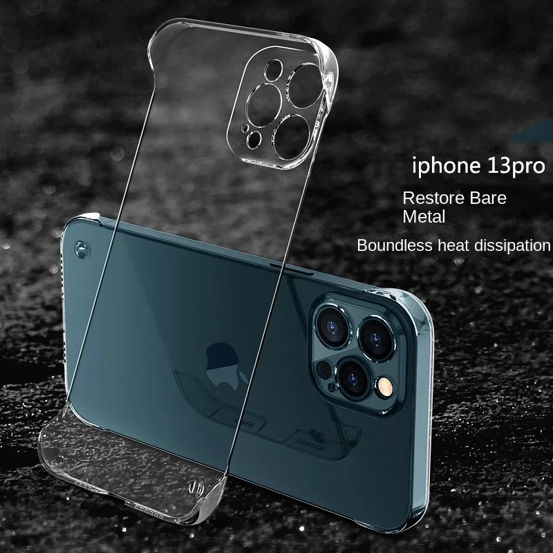 Suitable for iPhone 14.15 16 Plus 11.12.13 Pro Max. Borderless PC transparent phone case cover with micropores and large holes