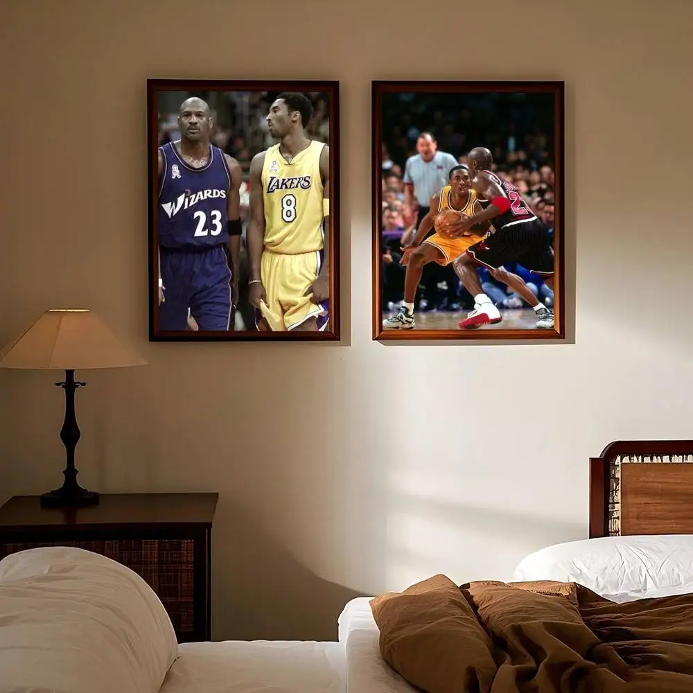 1PC Great players K-Kobe and J-Jordan Poster Self-adhesive Art Waterproof Paper Sticker Coffee House Bar Room Wall Decor view 5