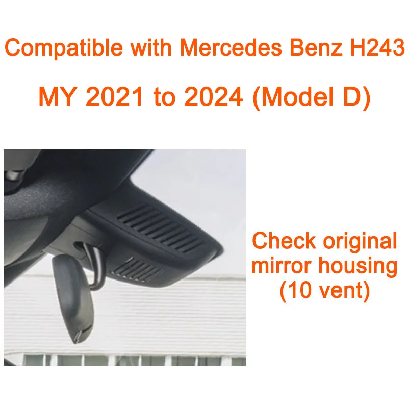GRECOREAL 4K Dash Cam Voor en Achter 2160P WiFi Auto Dual Dashcam APP Controle Plug Play Compatibel met Mercedes Benz EQA H243