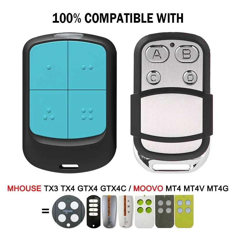 MHOUSE MOOVO TX3 TX4 GTX4 GTX4C MT4 MT4V MT4G Garage Remote Control Gate Opener 433MHz Garage Door Control Transmitter